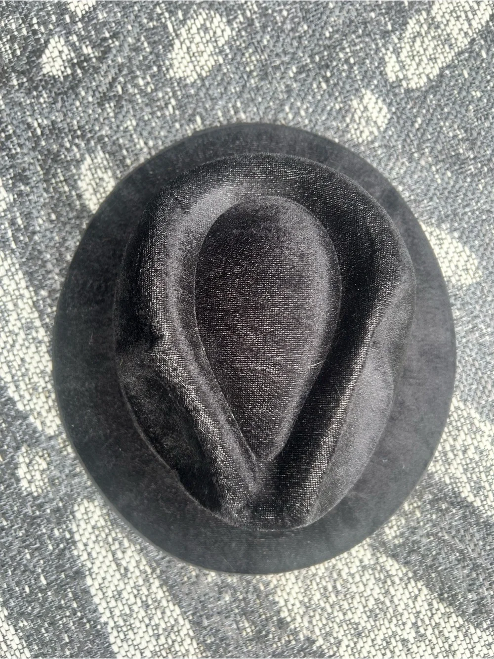 Velvet Black Fedora Men Hat #3, Men Classic 1920s Gangster Black Fedora Hat